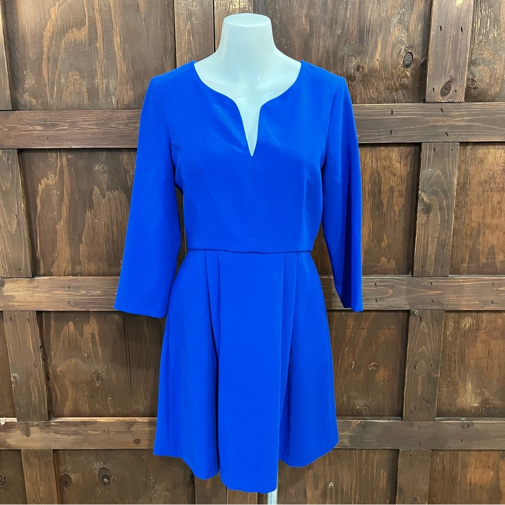 French Connection Cobalt Blue Long-Sleeve Fit-and-Flare Dress
